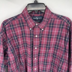 Ralph Lauren Blake Men's Large 100%‎ Cotton Long Sleeve Plaid Button Front Shirt